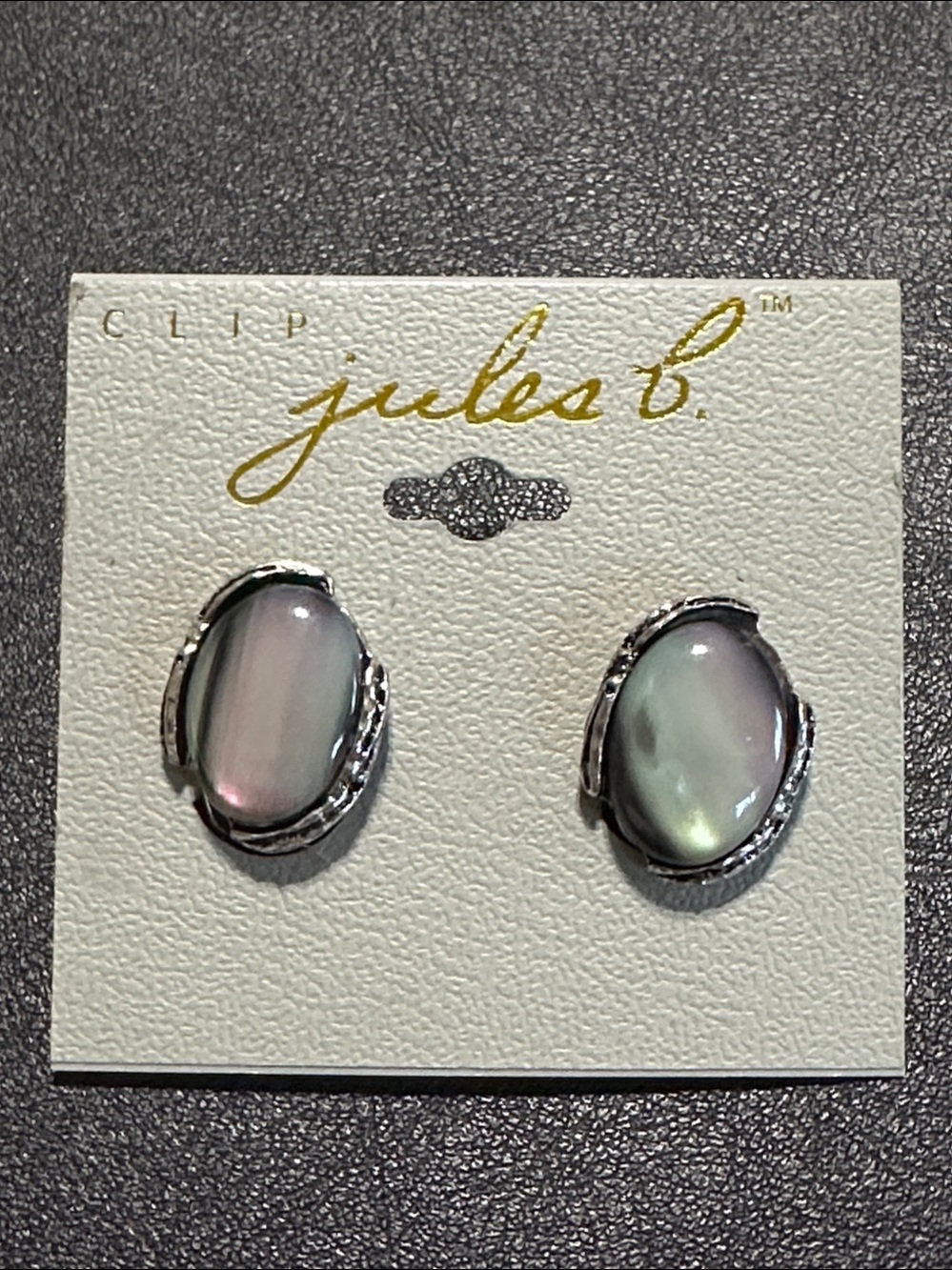 171.  Jules B. Silver-Tone Aurora Borealis Clip On Earrings